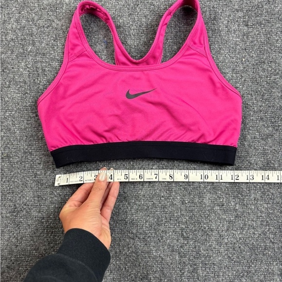 NIKE Women’s Pink/Black Dri-Fit Racerback Swoosh Sportsbra size: Medium - Picture 5 of 6